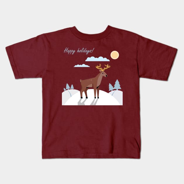 Christmas deer Kids T-Shirt by Katrin Moth